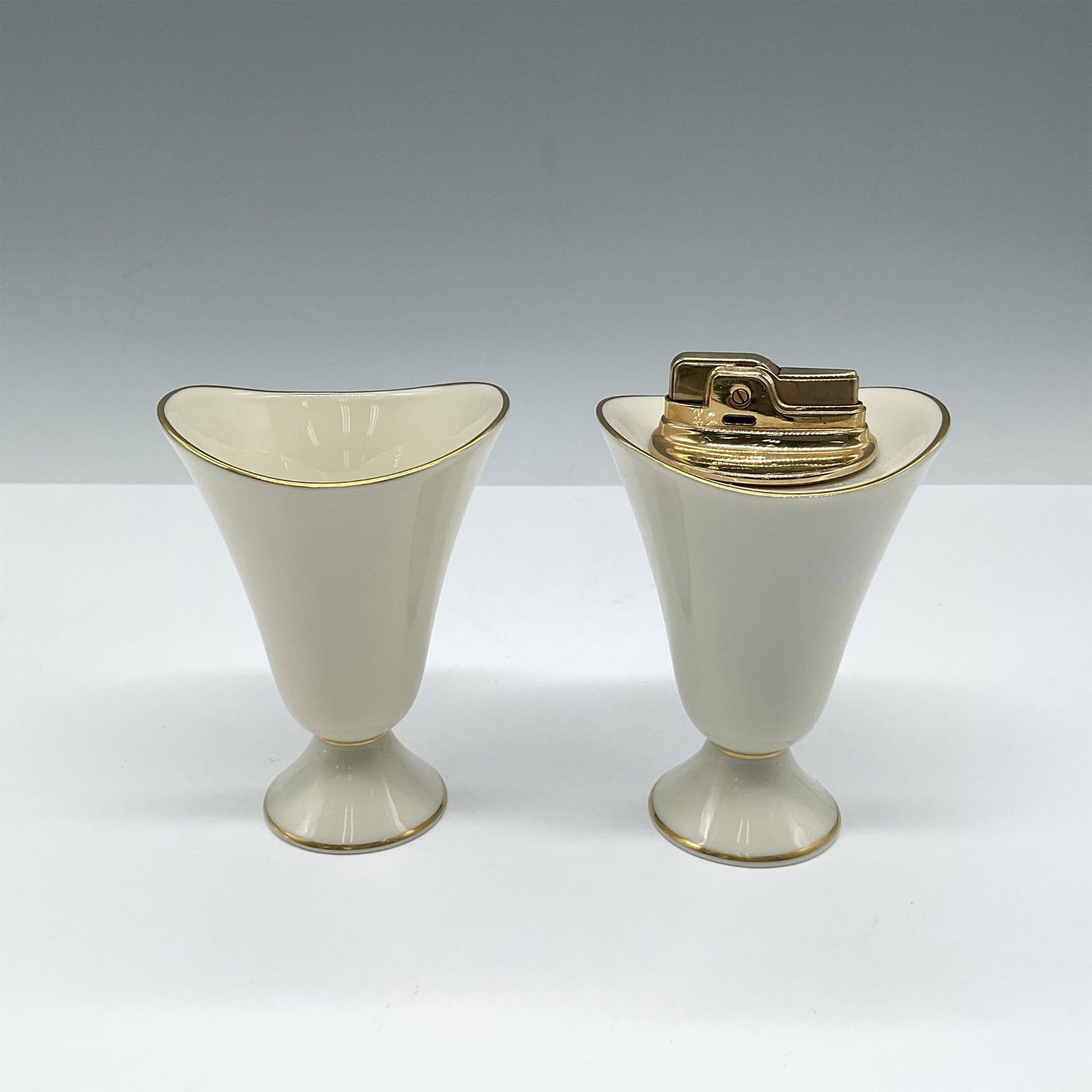2pc Lenox Porcelain Gilded Cigarette Holder & Lighter (1 of 3)
