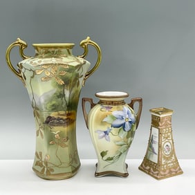 3pc Nippon Porcelain Vases