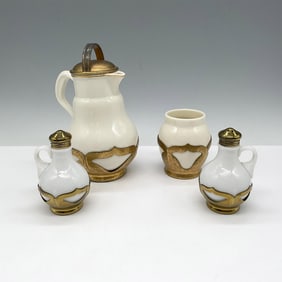 4pc Lenox Porcelain with Gilt Chrome Tableware