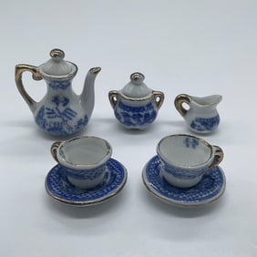 7pc Children's Mini Blue and White Ceramic Tea Set