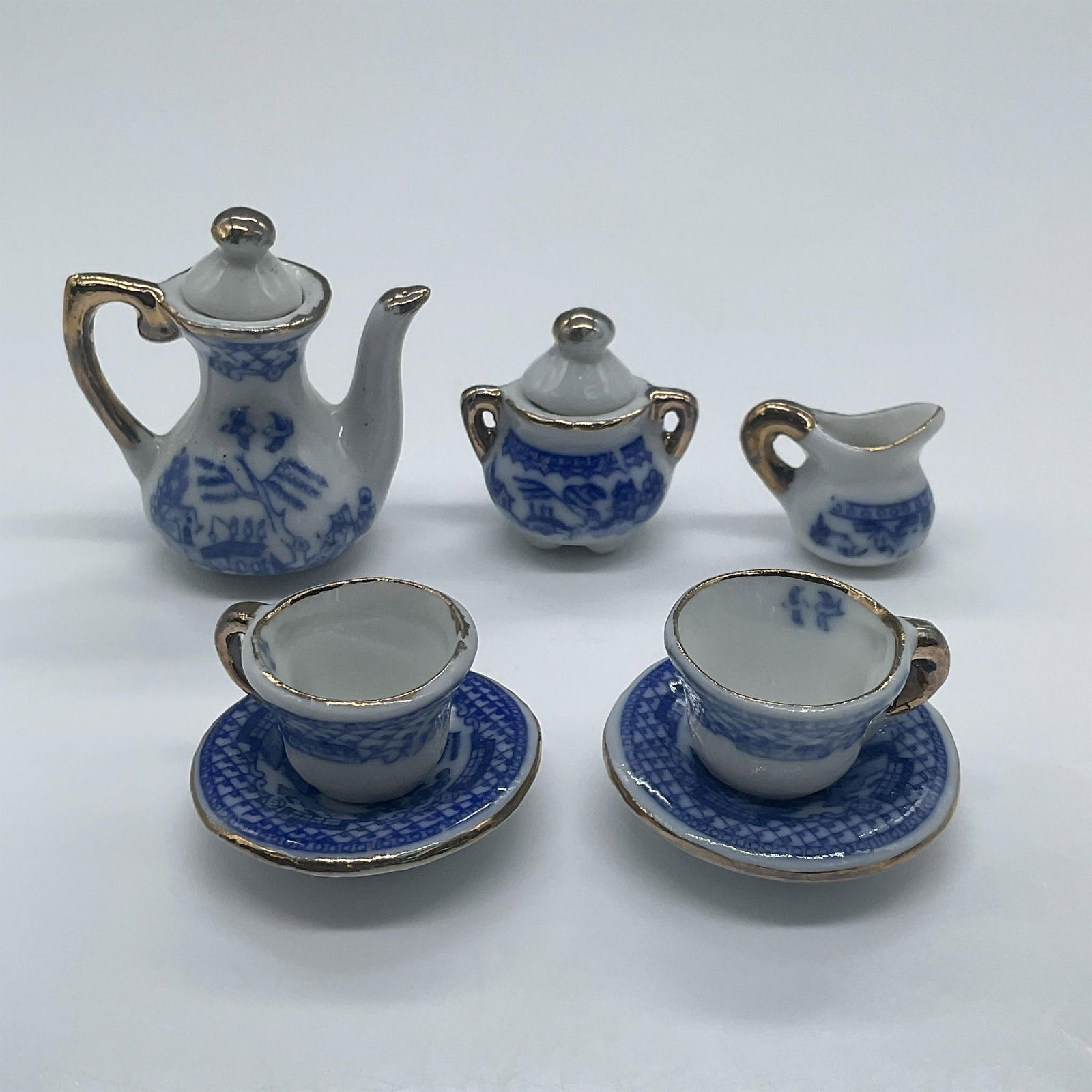 7pc Children's Mini Blue and White Ceramic Tea Set (1 of 4)