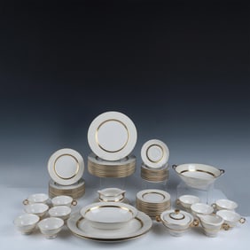 56pc Theodore Haviland Bone China Serving Pieces, Gotham