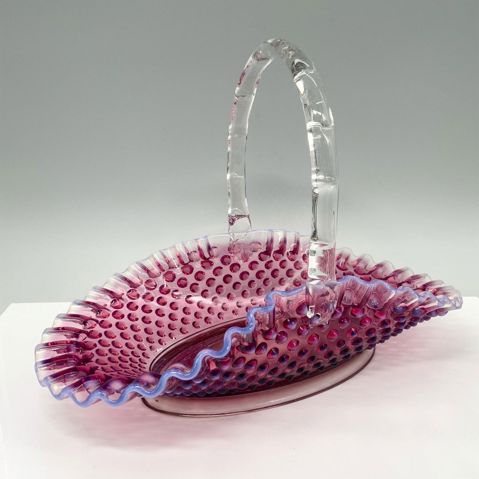 Fenton Plum Opalescent Hobnail Basket (1 of 4)