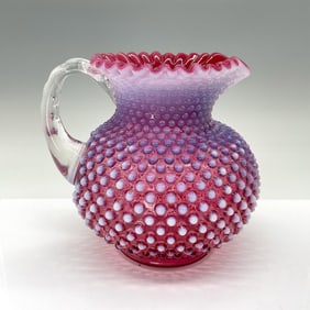 Fenton Hobnail Cranberry Opalescent Glass Pitcher