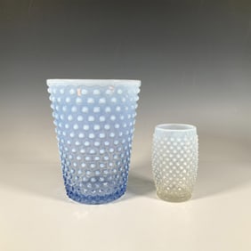 2pc Duncan Miller & Fenton Hobnail Glassware