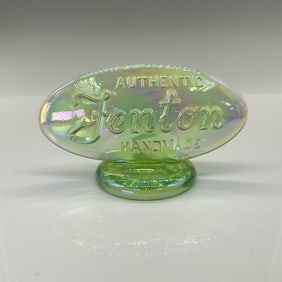 Fenton Glass Co. Dealer Sign / Plaque, Green Opalescent