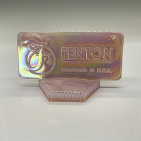 Fenton Glass Co. Dealer Sign / Plaque, Pink Opalescent