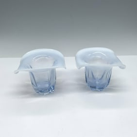 2pc Fenton Blue Opalescent Glass Small Top Hat Topper