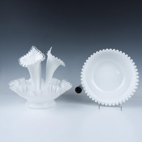 5pc Fenton Silver Crest Bowl and Epergne