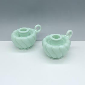 Pair of Pastel Milk Glass Candle Holders