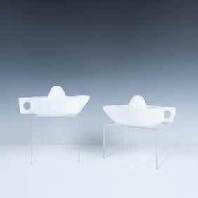 2pc Sunkist Milk Glass Juicers Reamers