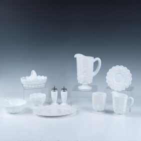10pc Traditional Westmoreland Milk Glass Tableware