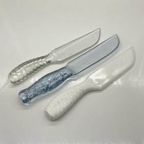 3pc Vintage Glass Fruit Knife Grouping