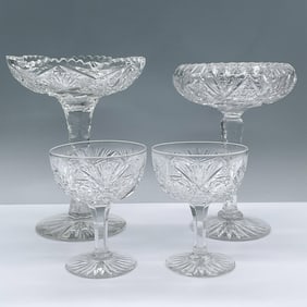 4pc Glass Pedestal Bowls and Sherbet Glasses
