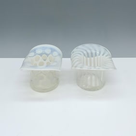 2pc Vintage Opalescent Top Hat Mini Vases