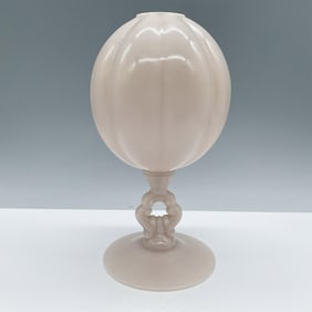 Cambridge Glass Footed Ivy Vase, Opaque Pink Crown Tuscan