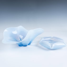 2pc Blue Opalescent Bowls