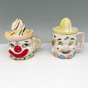2pc Vintage Ceramic Clown Juicers with Reamers