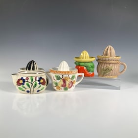4pc Japanese Ceramic Pitchers with Juicer Tops