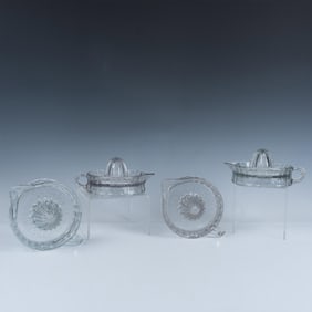4pc Vintage Sunkist Citrus Juicer Reamers, Clear Glass