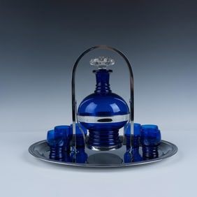 7pc Hazel Marie Weatherman Cobalt Blue Barware Set, Shaeffer