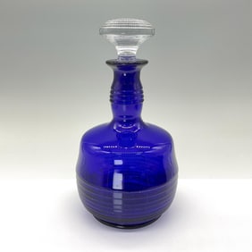 Cambridge Glass Decanter & Stopper, Tally Ho Cobalt