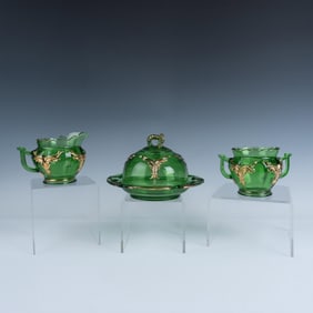 3pc Heisey Creamer Spooner and Butter Dish with Lid