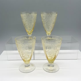 4pc Fostoria June Topaz Yellow Parfait Glasses
