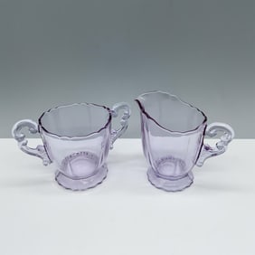 Art Glass Sugar and Creamer