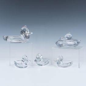 5pc Duncan & Miller Duck Ashtrays & Cigarette Box