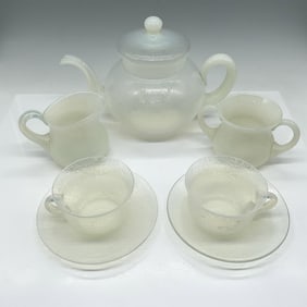 7pc H.C. Fry Glass Stippled Texture Coffee Service