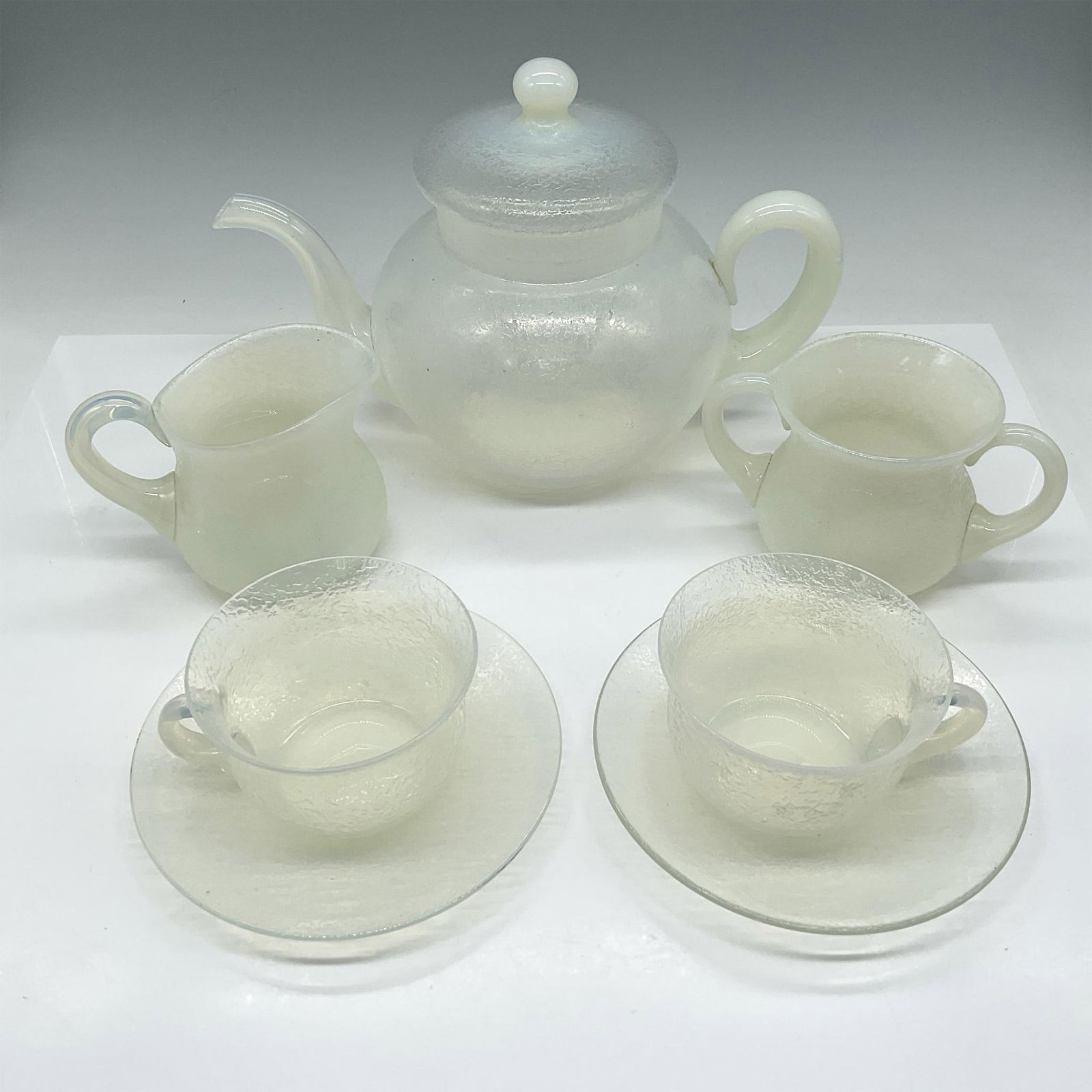 7pc H.C. Fry Glass Stippled Texture Coffee Service (1 of 3)