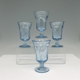 4pc Fostoria Jamestown Blue Footed Juice Glasses