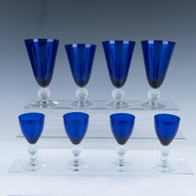 8pc Morgantown Golf Ball Blue Glassware