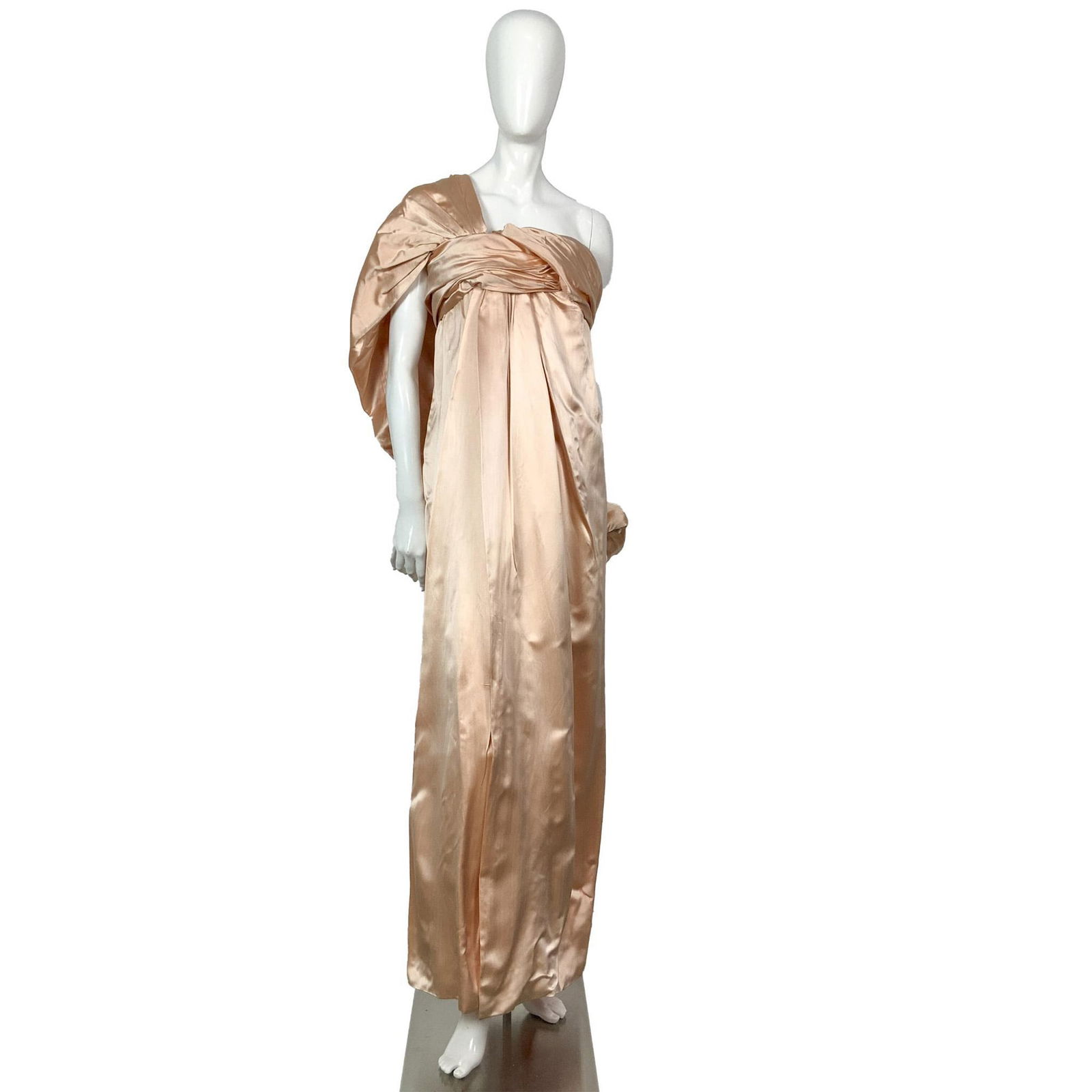 Jacqueline de Ribes Peach Silk One Shoulder Evening Dress (1 of 19)