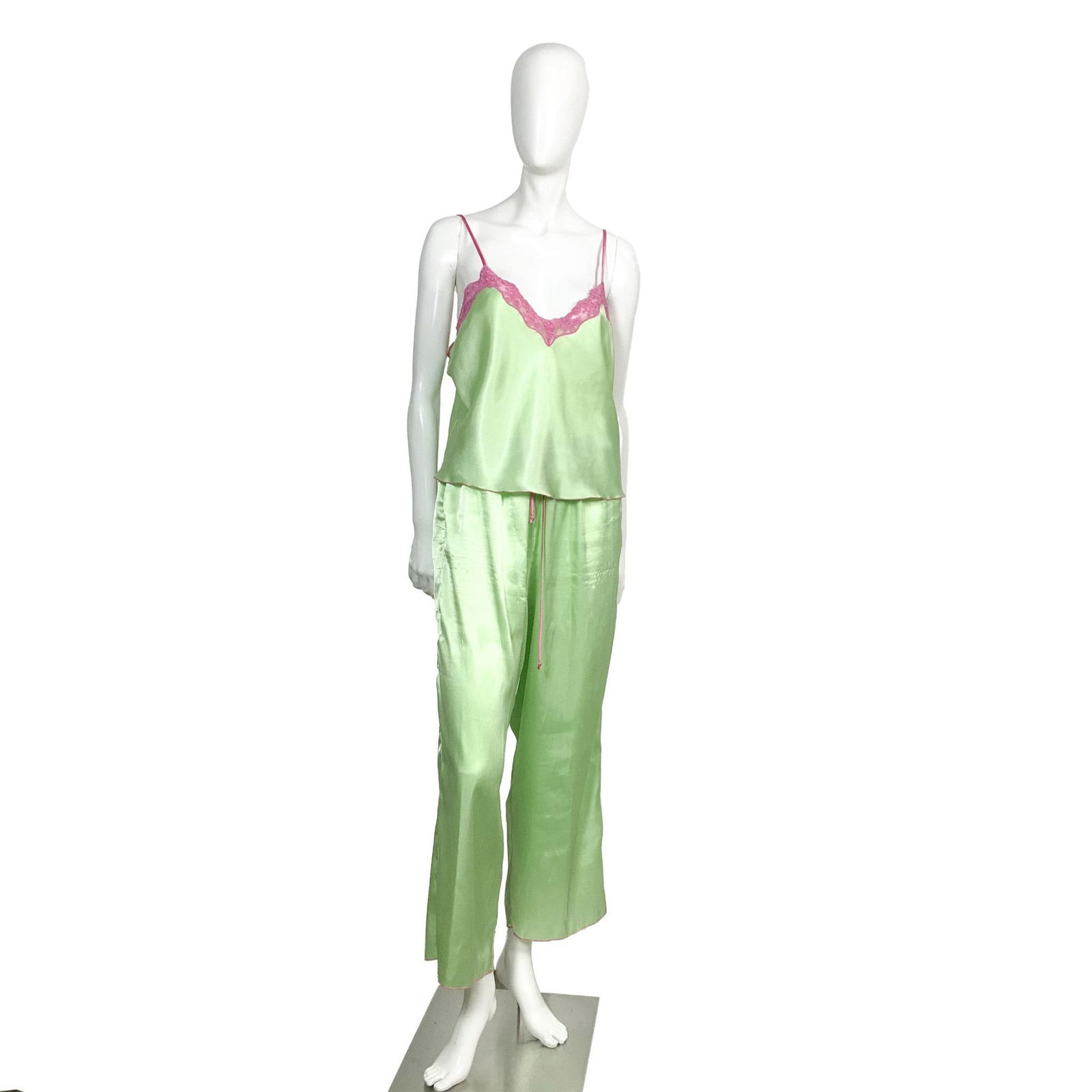 Lucy Pereda Green and Pink Pajama Camisole Top and Pant Set (1 of 9)