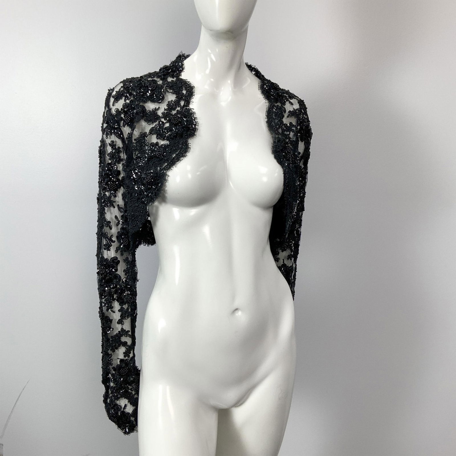 Chris Kole Black Long Sleeved Floral Lace Bolero (1 of 7)