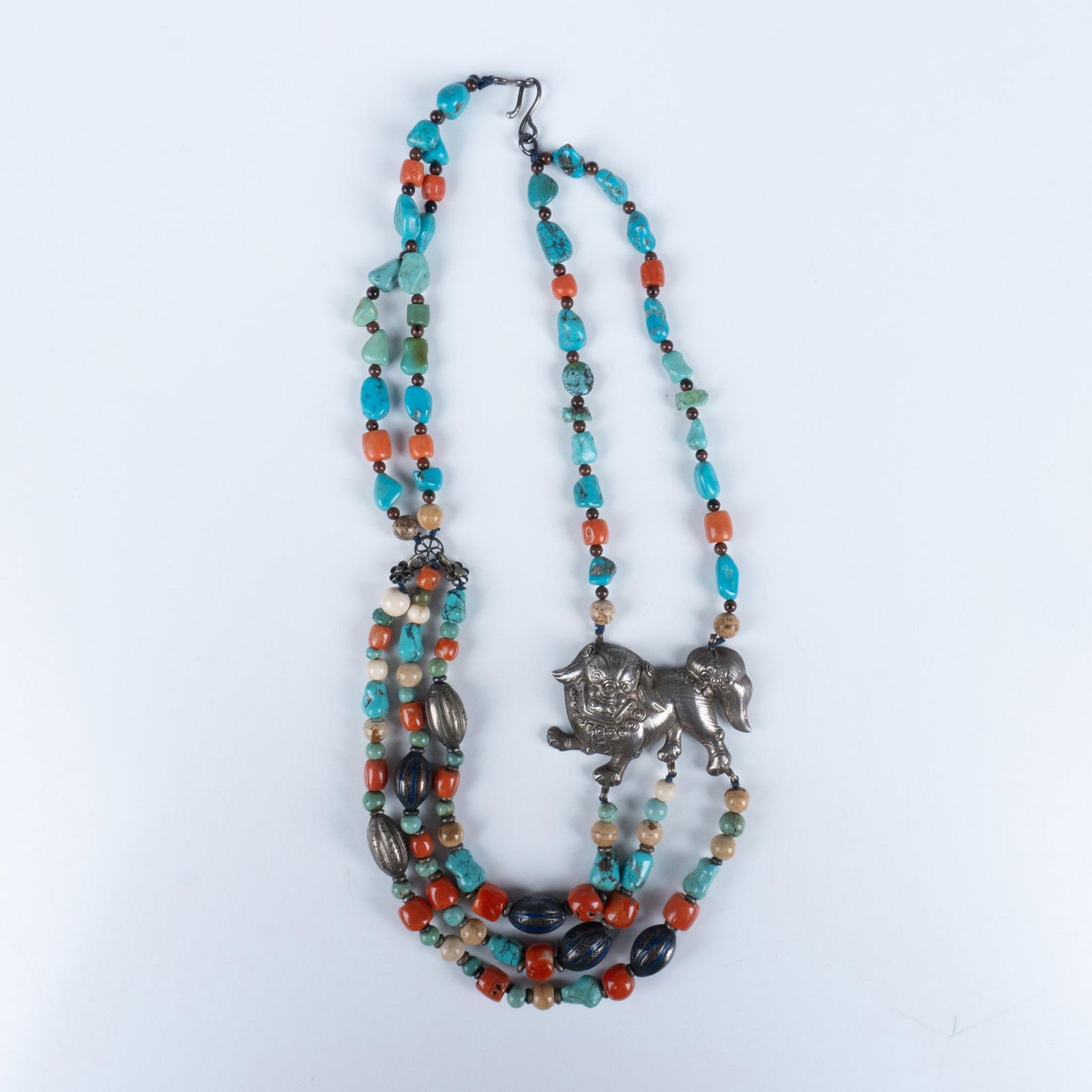 Tibetan Silver Toned Stone Necklace With Large Pendant (1 of 5)