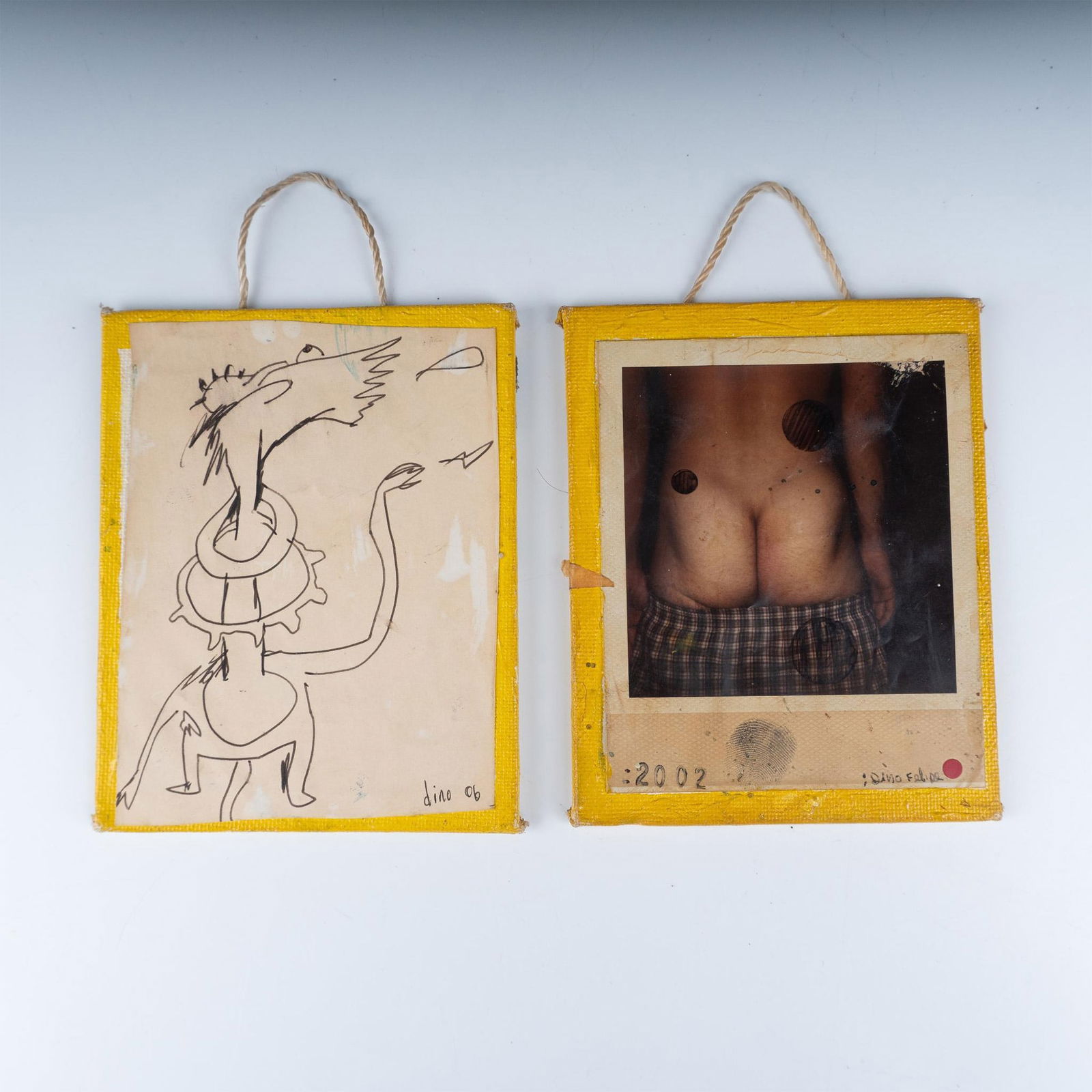 Dino Felipe, Set of 2 Original Mixed Media on Board, Signed (1 of 3)