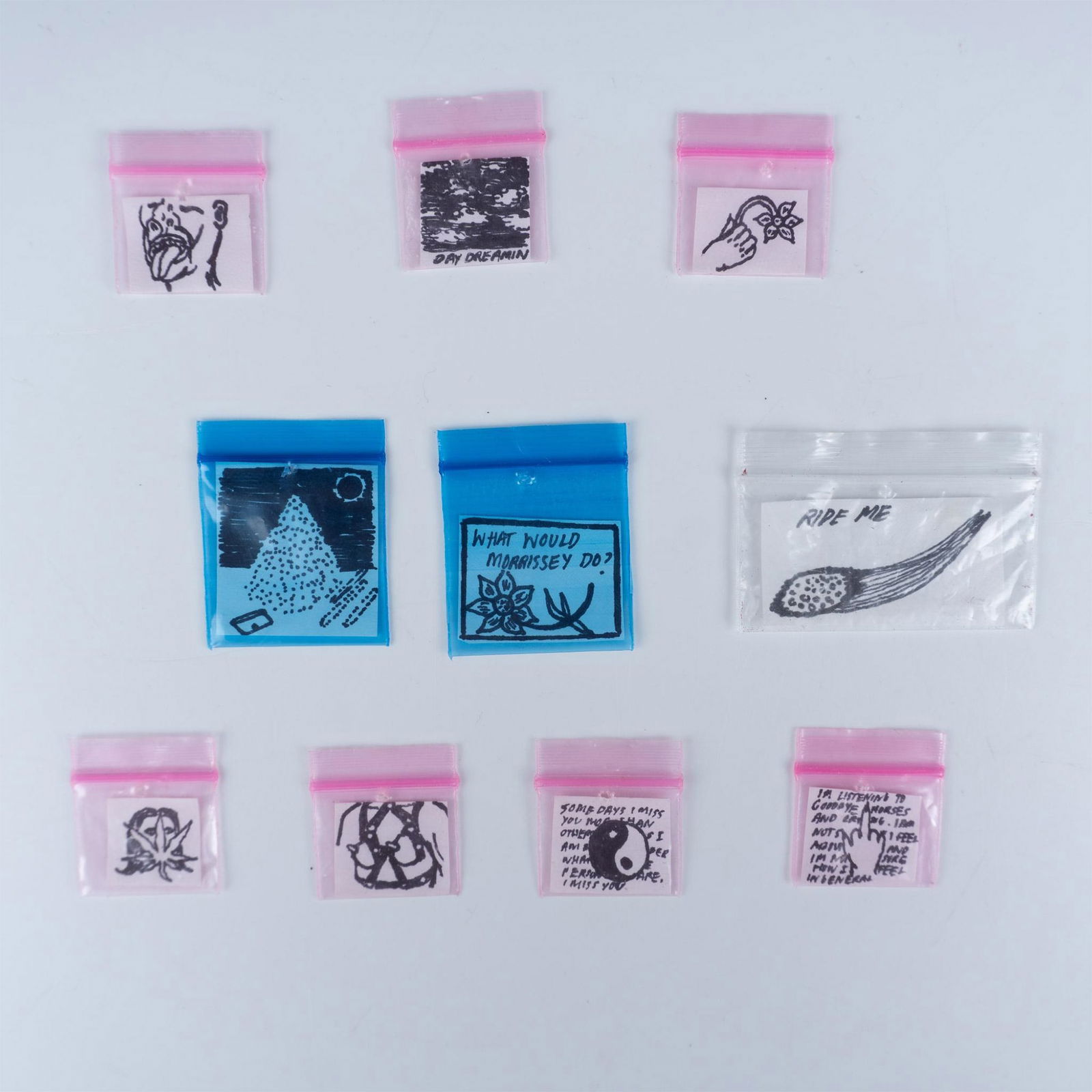 Renata Sabina Rojo, Set of 10 Mini Ink Artworks in Baggies (1 of 2)