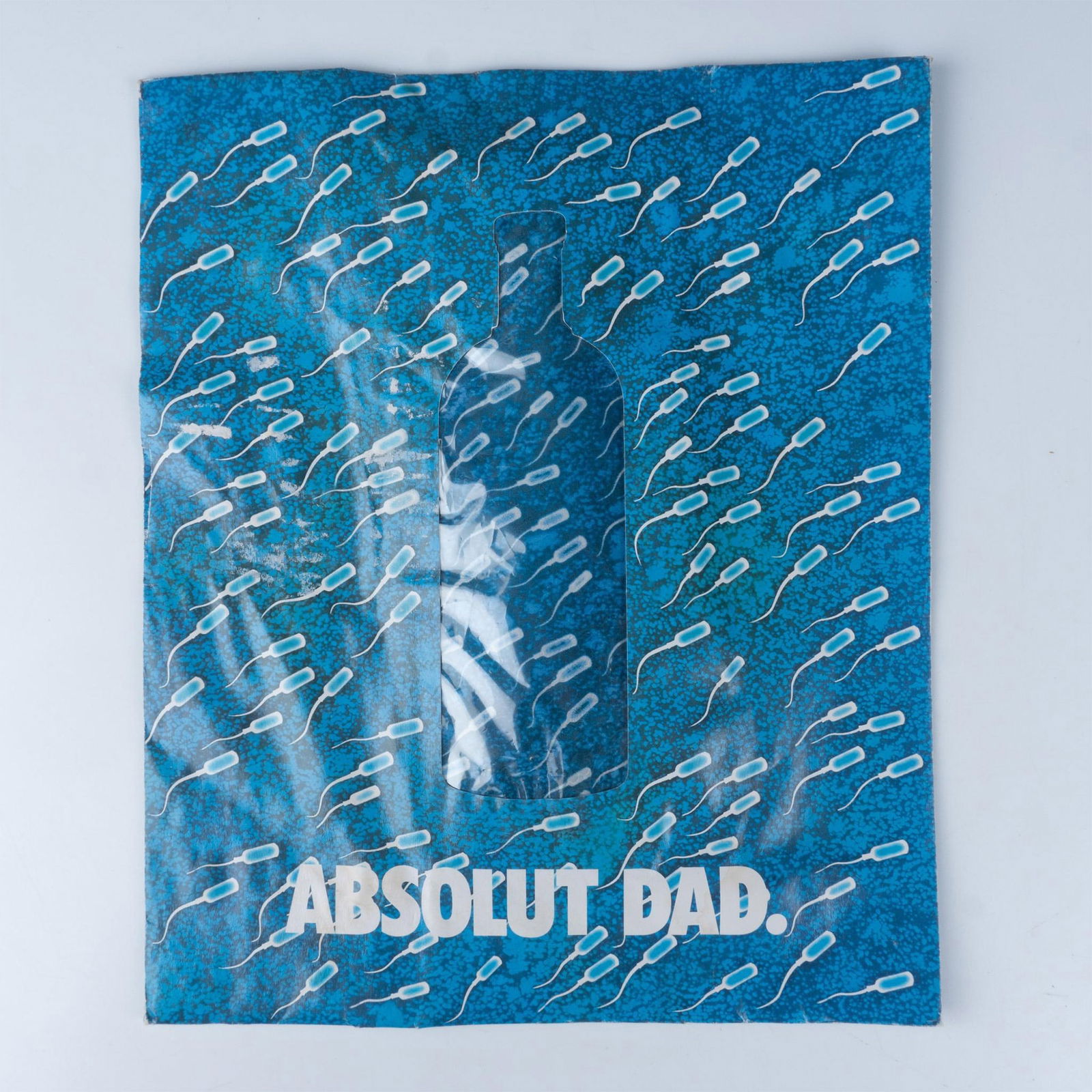 Original 1997 Absolute Vodka Blue Sperm Dad Silk Necktie in Wrap (1 of 2)