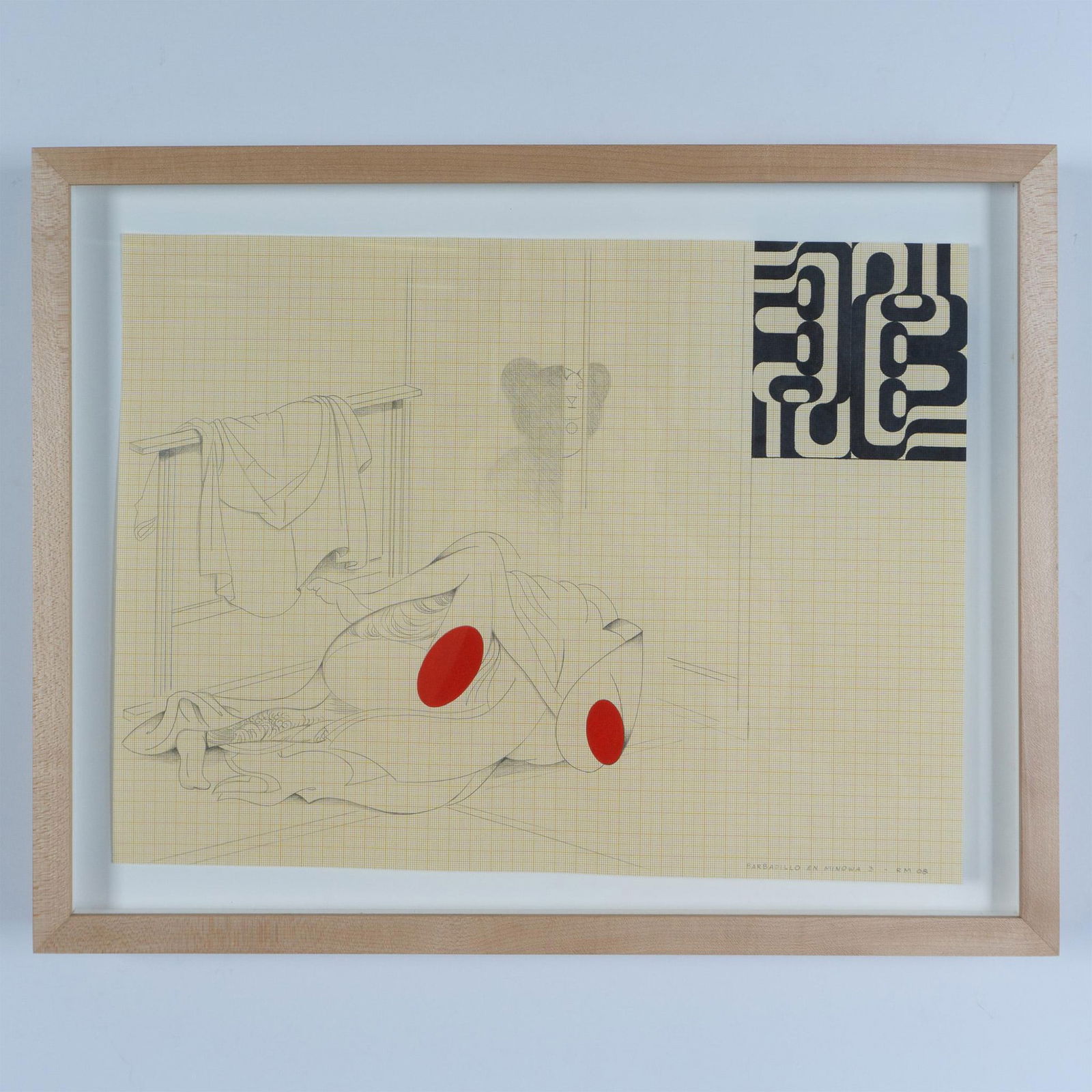 Roberto Molla, Original Mixed Media on Graph Paper, Signed (1 of 5)