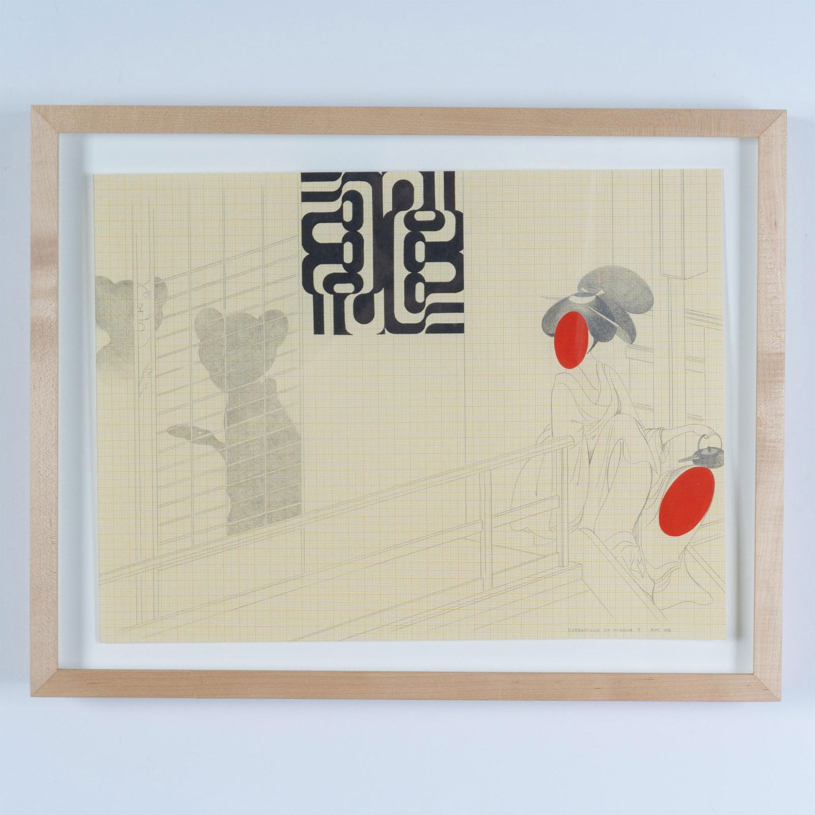 Roberto Molla, Original Mixed Media on Graph Paper, Signed (1 of 7)