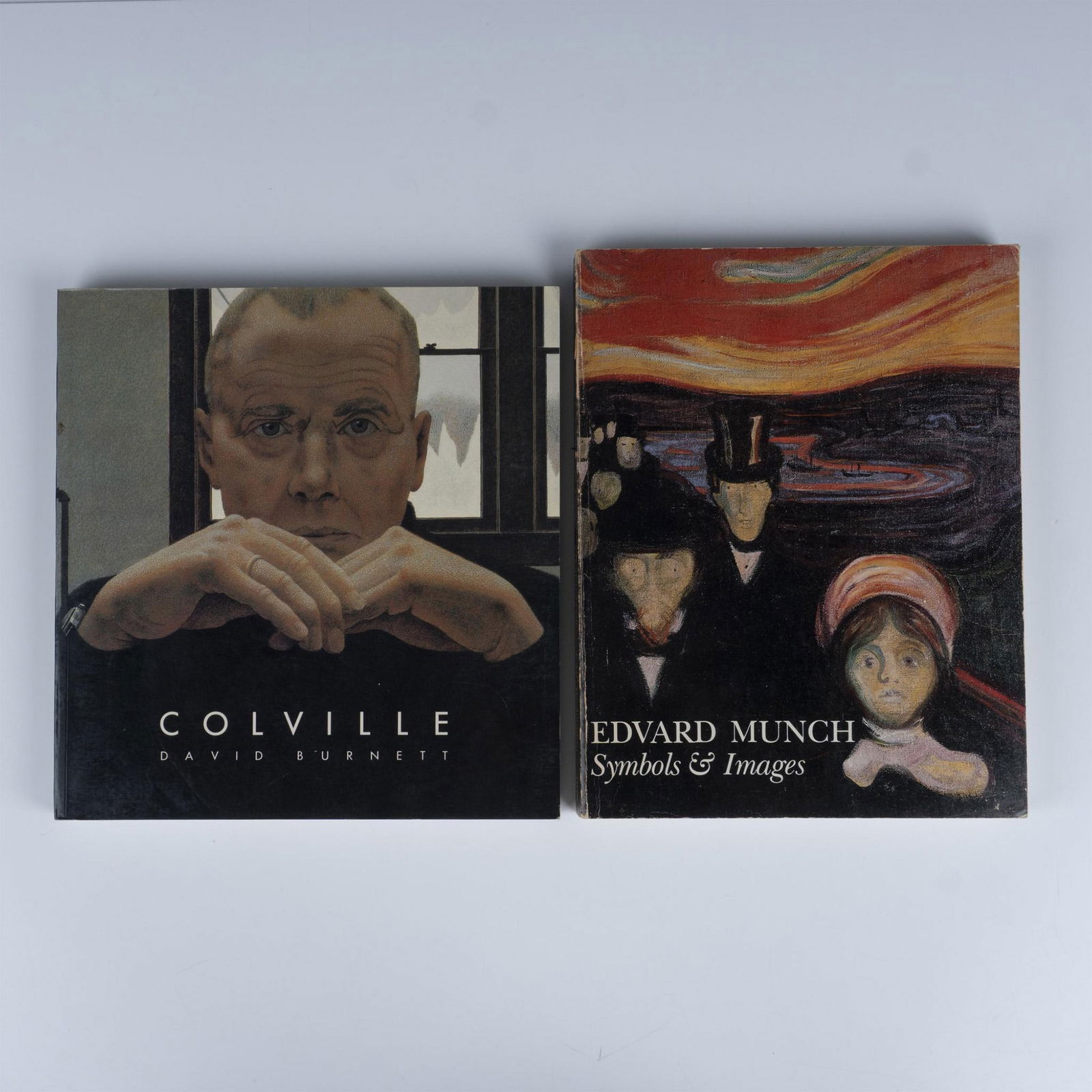 2 Edward Munch and Alex Colville Paperback Books: A duo of artist books compiling color and black and white artworks. Titles include: Colville by David Burnet (1983). Edvard Munch, Symbols and Images by The National Gallery of Art, Washington (1978).