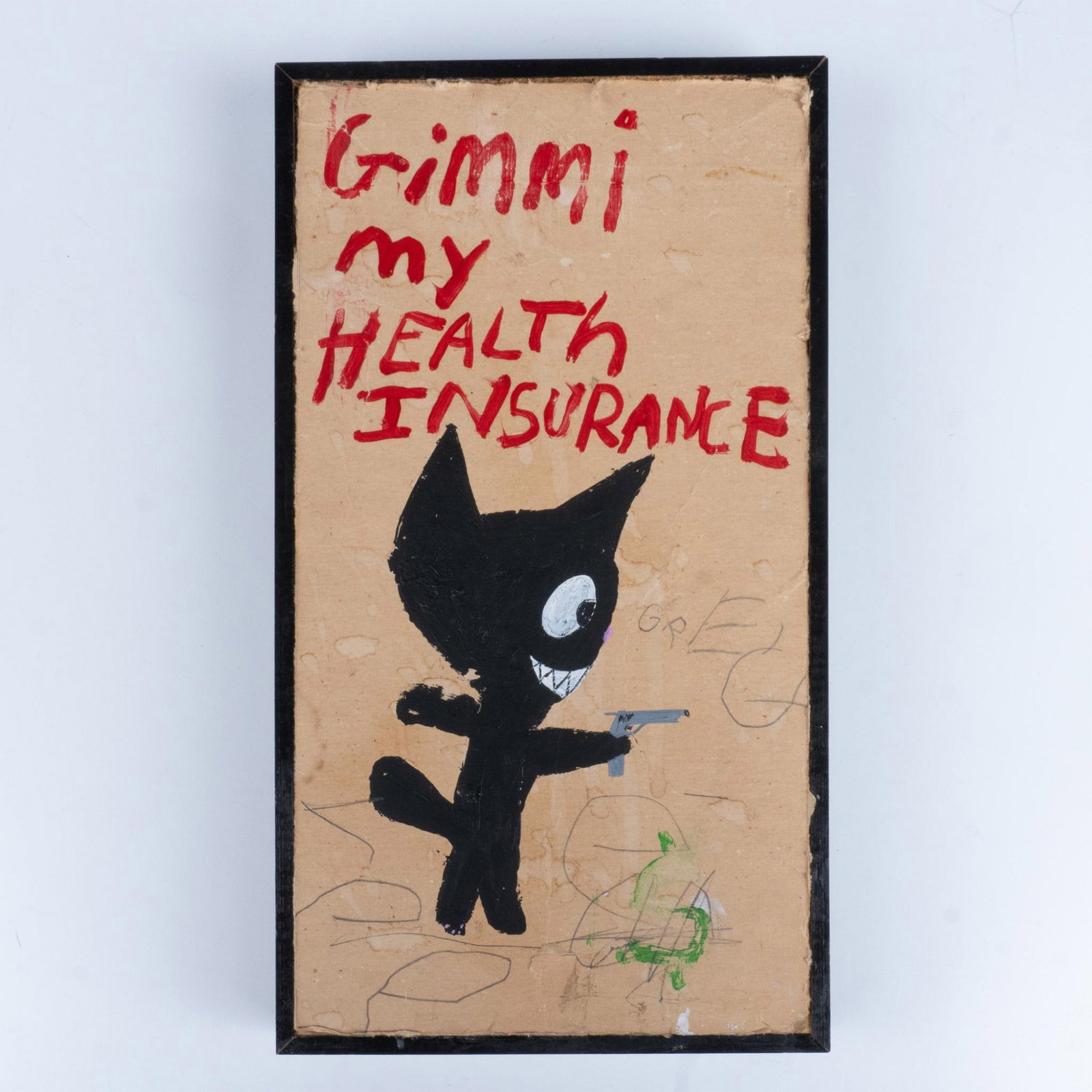 Greg Haberny, Original Mixed Media on Wood, Signed: Neo Pop mixed media on paper glued to board by art activist Greg Haberny who has risen to international acclaim since his participation in Banksy's pop up shop Marks and Stencils, NYC, in 2010. Habern