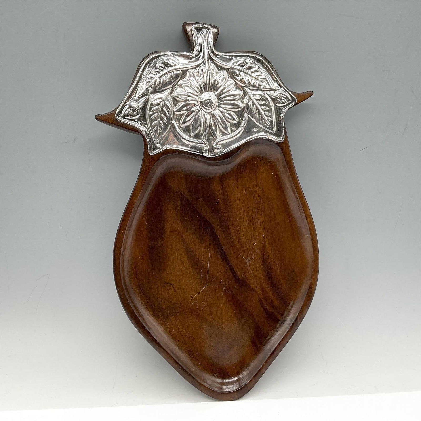 Mahogany Wood Silver Handled Serving Board (1 of 3)
