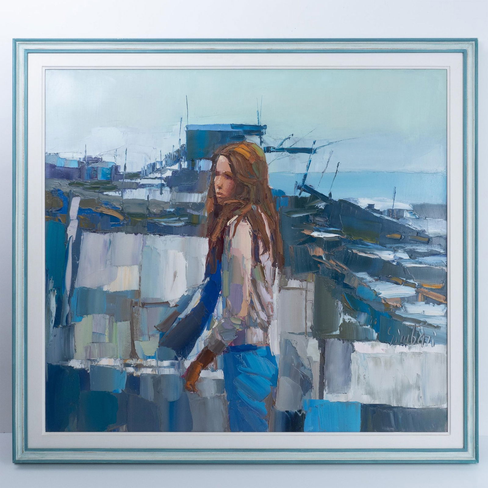 Nicola Simbari, Original Oil on Canvas, Beach Scene, Signed (1 of 3)