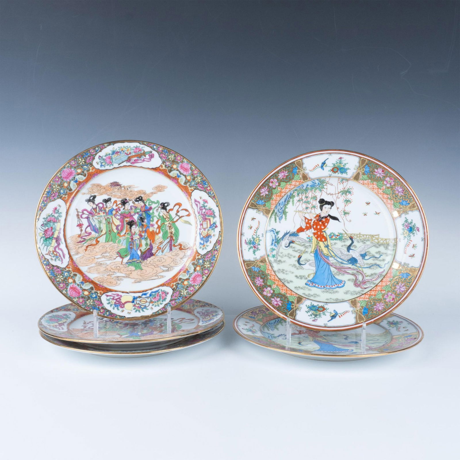 5pc Vintage Chinese Famille Rose Plates (1 of 7)