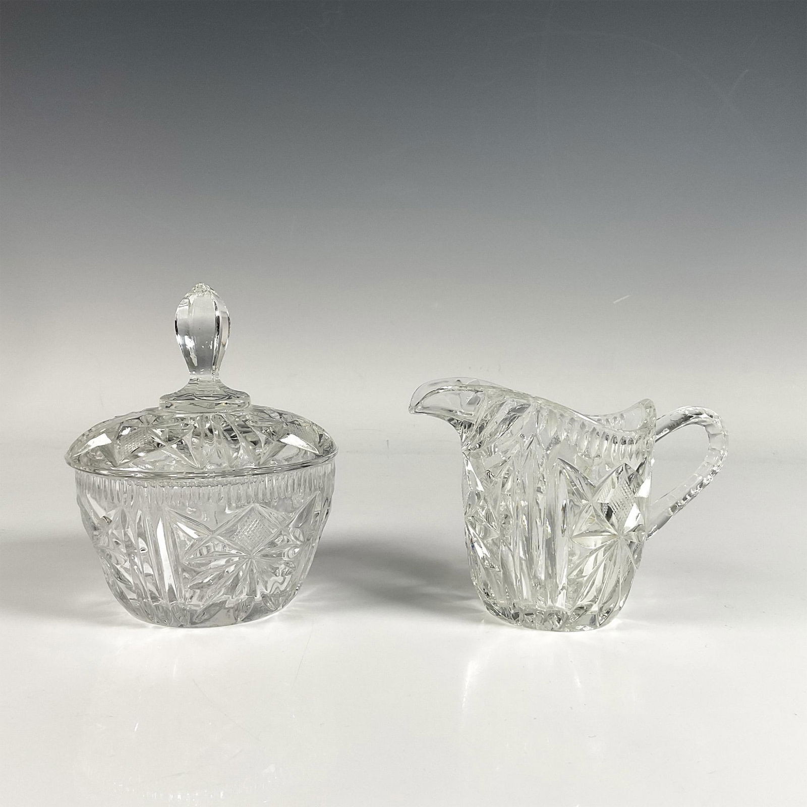 2pc Crystal Sugar Bowl with Lid and Creamer Set (1 of 3)