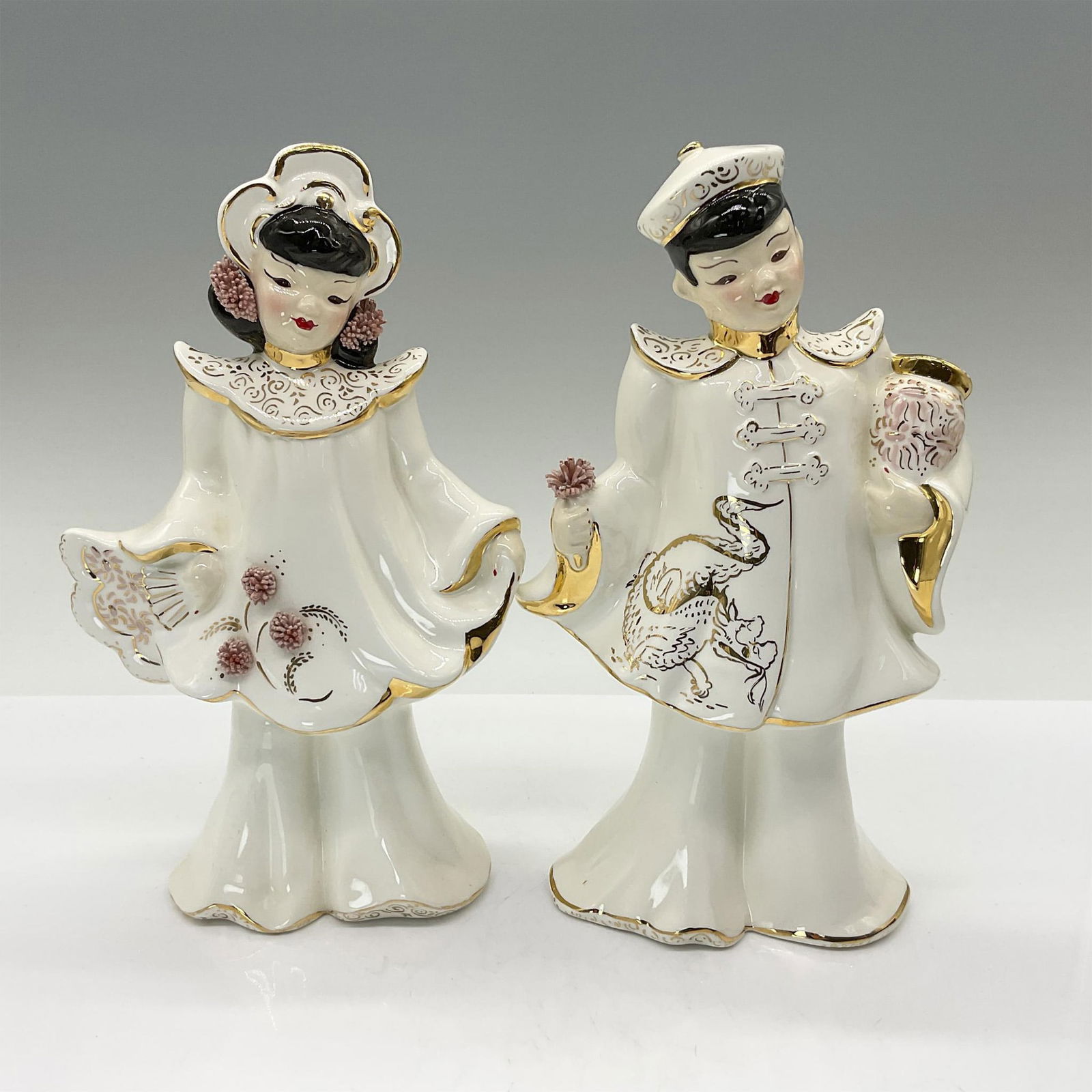 Pair of Florence Figurines, Asian Boy and Girl (1 of 3)